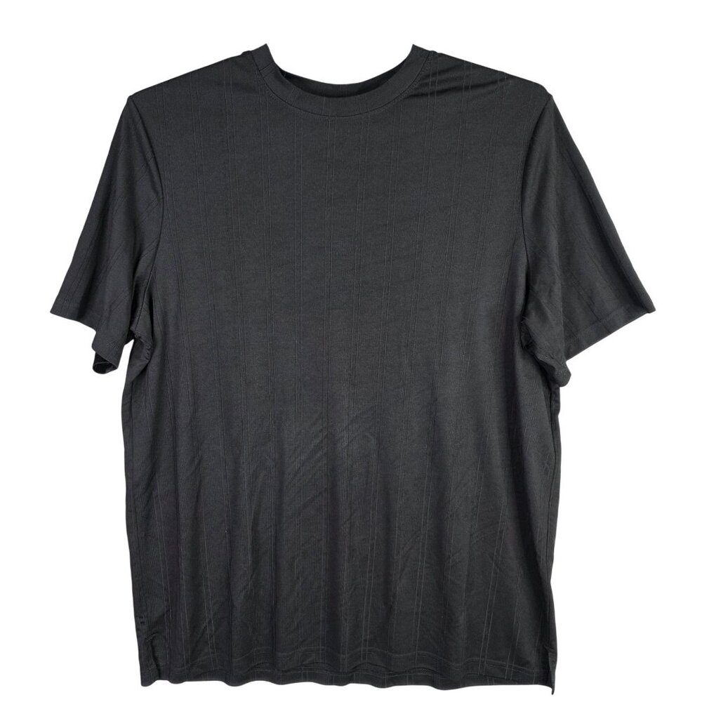 Mens King Size Black T Shirt Short Sleeve Crew Neck Rayon Polyester Blend 2XL